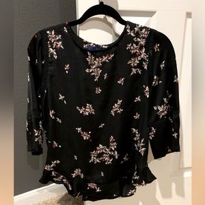 Apt 9 Petite XS Formal Black Satin blouse perfect for office wear